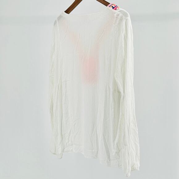 Lilly Pulitzer White Crinkle Cotton Neon Embroidered Boho Tunic Blouse - Picture 4 of 8